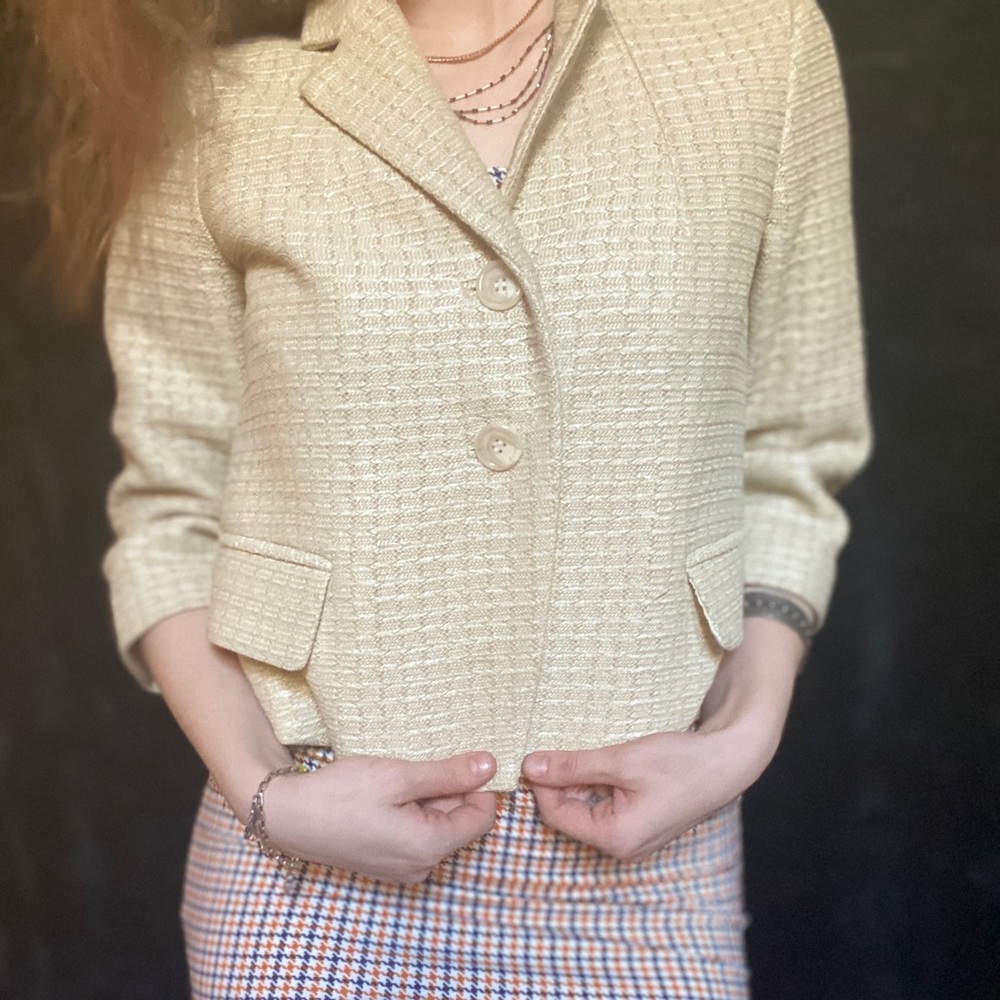 Vintage cropped cream tweed blazer✨